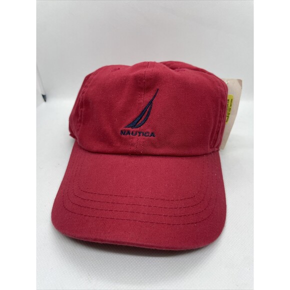 NWT Vintage Nautica Men’s Red Boat Logo Strap Back Hat - Picture 1 of 5